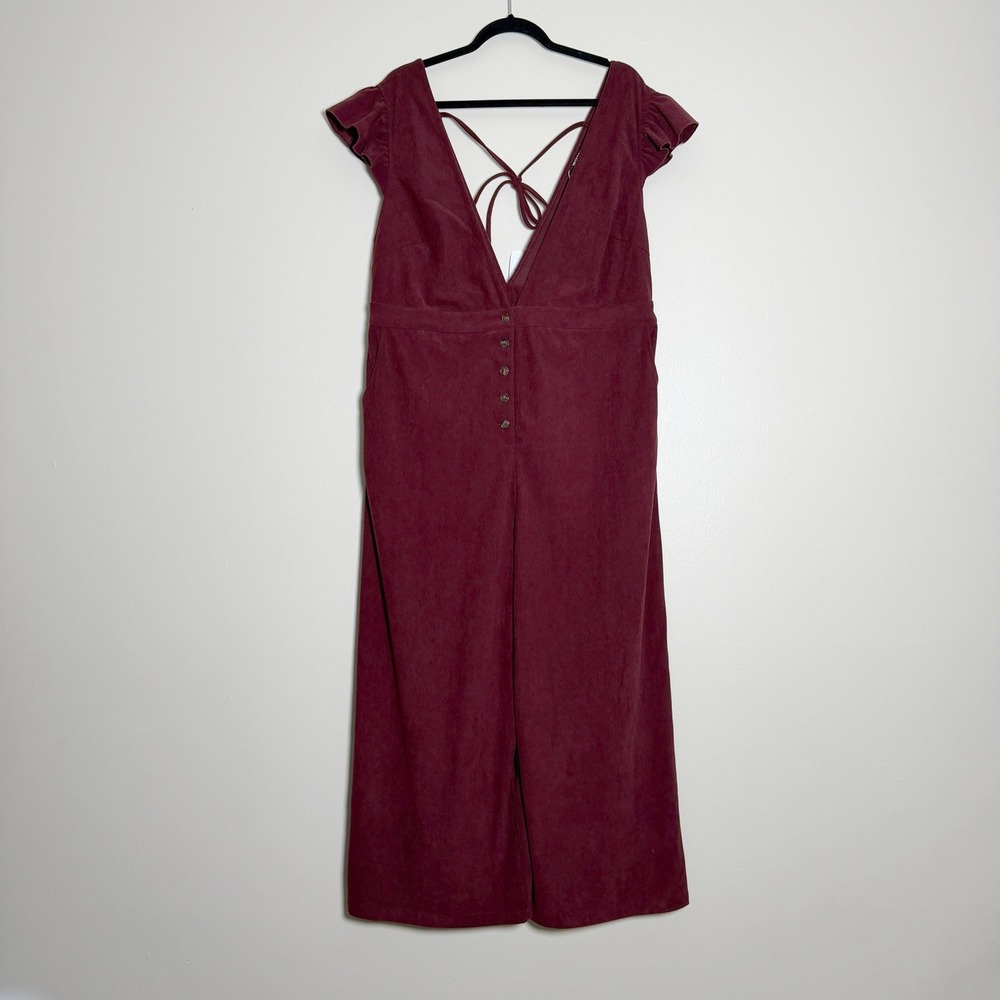 Bloomchic Burgundy Corduroy Wide Leg Jumpsuit 14-16 Academia Gilmore Autumnal